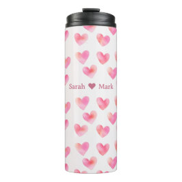 Custom Names Romantic Pink Love Design -  Thermosbecher