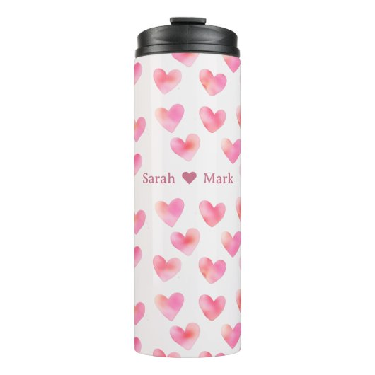 Custom Names Romantic Pink Love Design - Thermosbecher (Vorderseite)