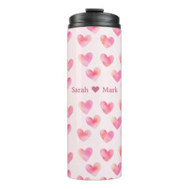 Custom Names Romantic Pink Love Design -  Thermosbecher