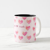 Custom Names Romantic Pink Love Design -  Zweifarbige Tasse (VorderseiteRechts)