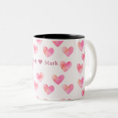 Custom Names Romantic Pink Love Design -  Zweifarbige Tasse (VorderseiteRechts)