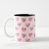 Custom Names Romantic Pink Love Design -  Zweifarbige Tasse (Links)