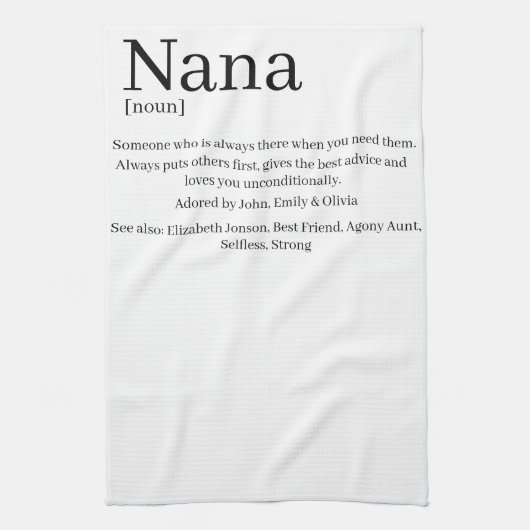 Custom Nana Grandma Granny Definition Geschirrtuch (Vertikal)