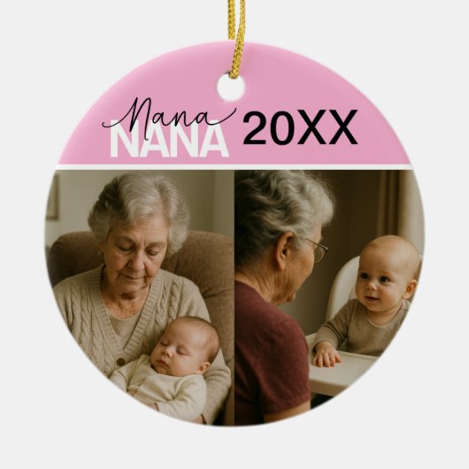 Custom Nana Photo Ornament with Year 2 Pictures (Vorne)