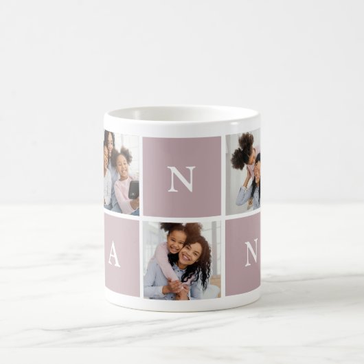 Custom Nanny Großmutter 5 Foto Collage Kaffee Mu Kaffeetasse (Mittel)