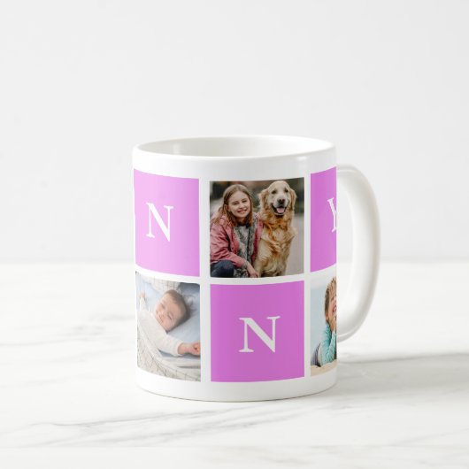 Custom Nanny Großmutter 5 Foto Collage Kaffeetasse (VorderseiteRechts)
