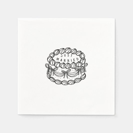 Custom Napkin - Just Married - Vintag Cake Serviette (Vorderseite)