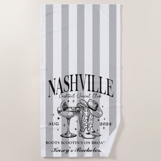 Custom Nashville Bachelorette Rodeo Beach Handtuch (Vorderseite)
