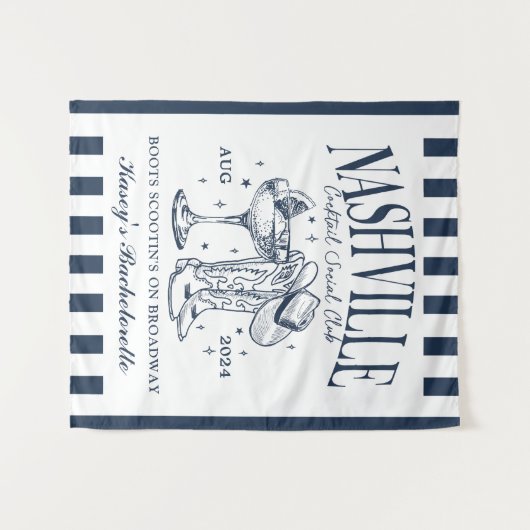 Custom Nashville Bachelorette Rodeo Cocktail Wandteppich (Vorderseite (Horizontal))