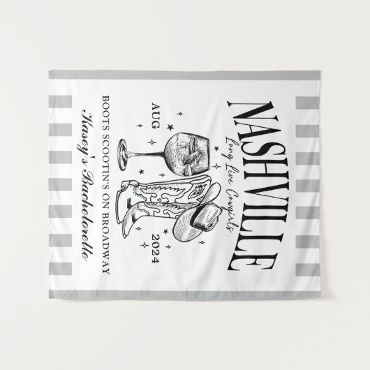 Custom Nashville Bachelorette Rodeo Cocktail Wandteppich (Vorderseite (Horizontal))