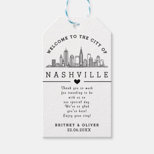 Custom Nashville Skyline - Begrüßung Geschenkanhänger (Vorderseite)