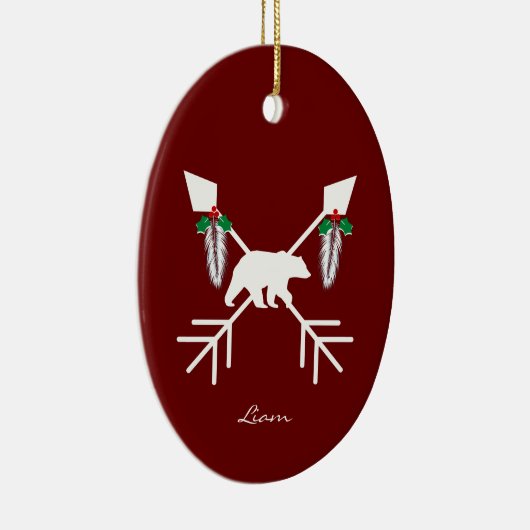 Custom Native American Bären Weihnachtsdekoratione Keramik Ornament (Rechts)