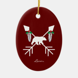 Custom Native American Bären Weihnachtsdekoratione Keramik Ornament