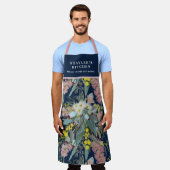 Custom Native Bush Blooms Royal Blue Schürze (Getragen)