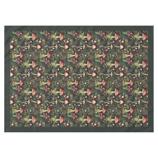 Custom Nature Tablecloth Mushrooms in Warm Hues Tischdecke (Vorderseite (Horizontal))