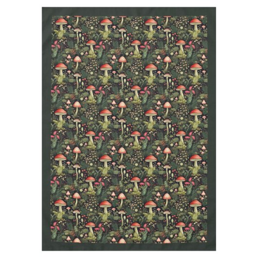 Custom Nature Tablecloth Mushrooms in Warm Hues Tischdecke (Vorderseite)