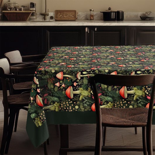 Custom Nature Tablecloth Mushrooms in Warm Hues Tischdecke