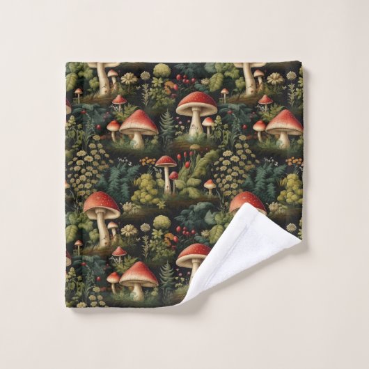 Custom Nature Towel Mushrooms in Terracotta Badhandtuch Set (Waschlappen)