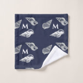 Custom Nauavy Blue Seashell Beach House Badhandtuch Set (Waschlappen)