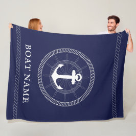 Custom Naublue white Anchor Fleece Blanket