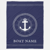 Custom Naublue white Anchor Fleece Blanket (Vorderseite)