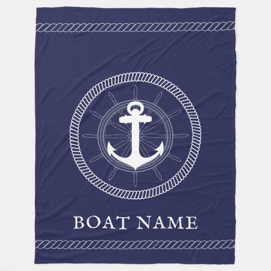 Custom Naublue white Anchor Fleece Blanket (Vorderseite)