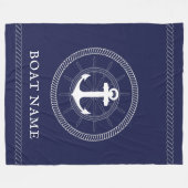 Custom Naublue white Anchor Fleece Blanket (Vorderseite (Horizontal))