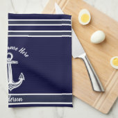 Custom Nauchor Bad Dark Navy Blue Geschirrtuch (Viertel Falte)