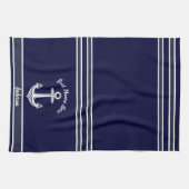 Custom Nauchor Bad Dark Navy Blue Geschirrtuch (Horizontal)