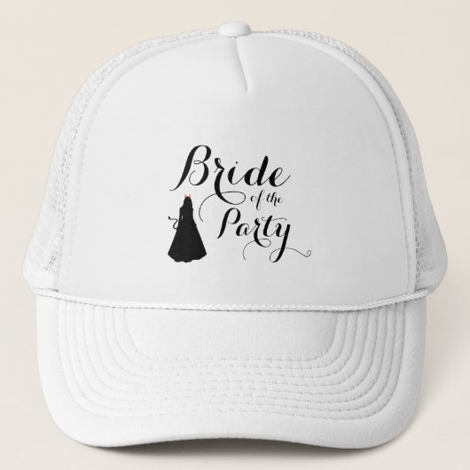 Custom Naughty Batchelorette Bride's Modern Script Truckerkappe (Vorderseite)