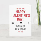 CUSTOM Naughty Gib dir den V Heute Abend Arrow Fun Karte (Vorderseite)