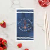 Custom Nausea Blue White Rose Gold Anker Serviette (Beispiel)