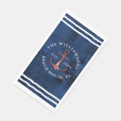 Custom Nausea Blue White Rose Gold Anker Serviette (Ecke)