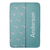 Custom Nautic Anchor Bad Aquamarin Navy Blue Badematte (Vorderseite Vertikal)
