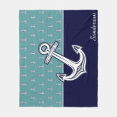 Custom Nautic Anchor Bad Aquamarin Navy Blue Fl Fleecedecke (Vorderseite)