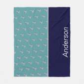 Custom Nautic Anchor Bad Aquamarin Navy Blue Fleecedecke (Vorderseite)