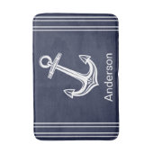 Custom Nautic Anchor Bad Ocean Navy Blau Badematte (Vorderseite Vertikal)