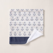 Custom Nautic Anchor Bad Ocean Navy Blau Badhandtuch Set (Waschlappen)
