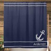 Custom Nautic Anchor Bad Ocean Navy Blau Duschvorhang