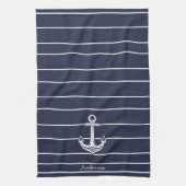 Custom Nautic Anchor Bad Ocean Navy Blau Geschirrtuch (Vertikal)