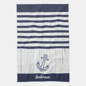 Custom Nautic Anchor Bad Ocean Navy Blau Geschirrtuch (Vertikal)