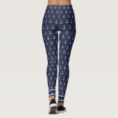 Custom Nautic Anchor Bad Ocean Navy Blau Leggings (Rückseite)