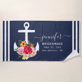 Custom Nautic Anchor Bad Ocean Navy Blau Strandtuch (Vorderseite)