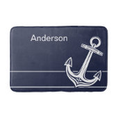 Custom Nautic Anchor Bad Ocean Navy Blue B Badematte (Vorderseite)