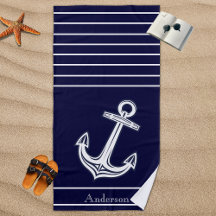 Custom Nautic Anchor Badezimmer Navy Blue Beach