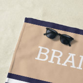 Custom Nautic Anchor Blue Taupe Beige Streifen Strandtuch (Beispiel)