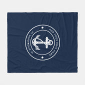 Custom Nautic Anchor Boat Name Navy Blue Boote Fleecedecke (Vorderseite (Horizontal))