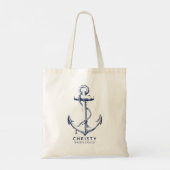 Custom Nautic Anchor Navy Blue Bridesmaid Tragetasche (Rückseite)