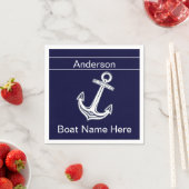 Custom Nautic Anchor Navy Blue n White Napkins Serviette (Beispiel)