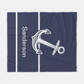 Custom Nautic Anchor Ocean Navy Blue Fleecedecke (Vorderseite (Horizontal))